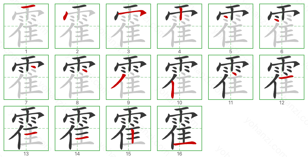 霍 Stroke Order Diagrams