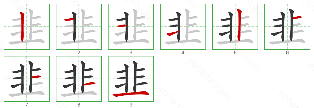 韭 Stroke Order Diagrams