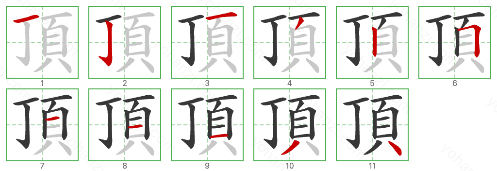 頂 Stroke Order Diagrams