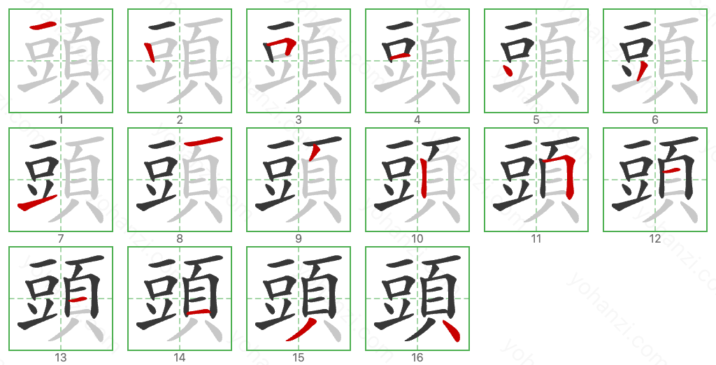 頭 Stroke Order Diagrams