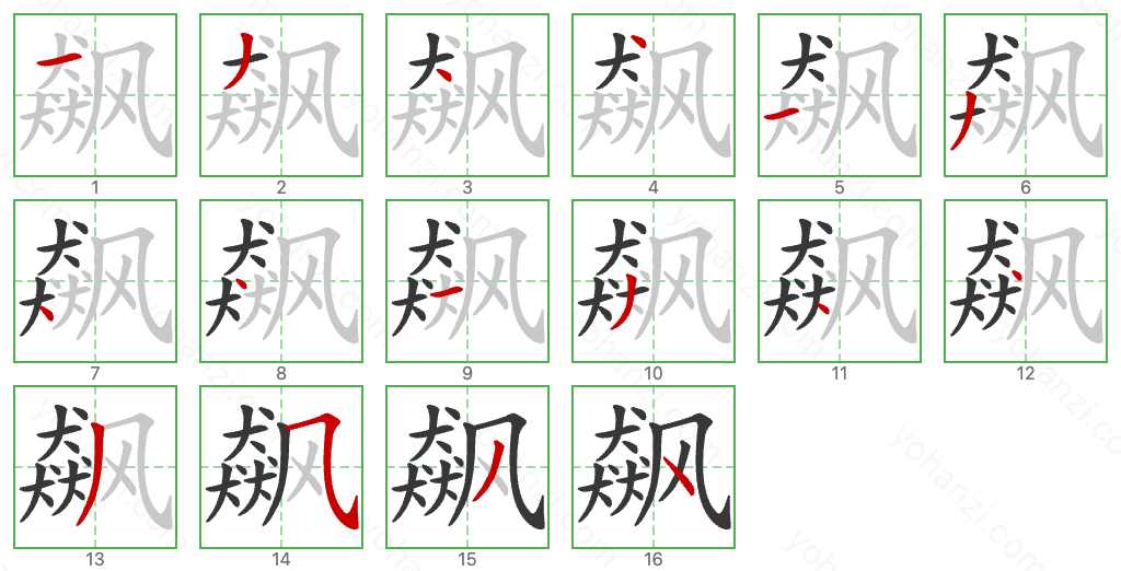 飙 Stroke Order Diagrams