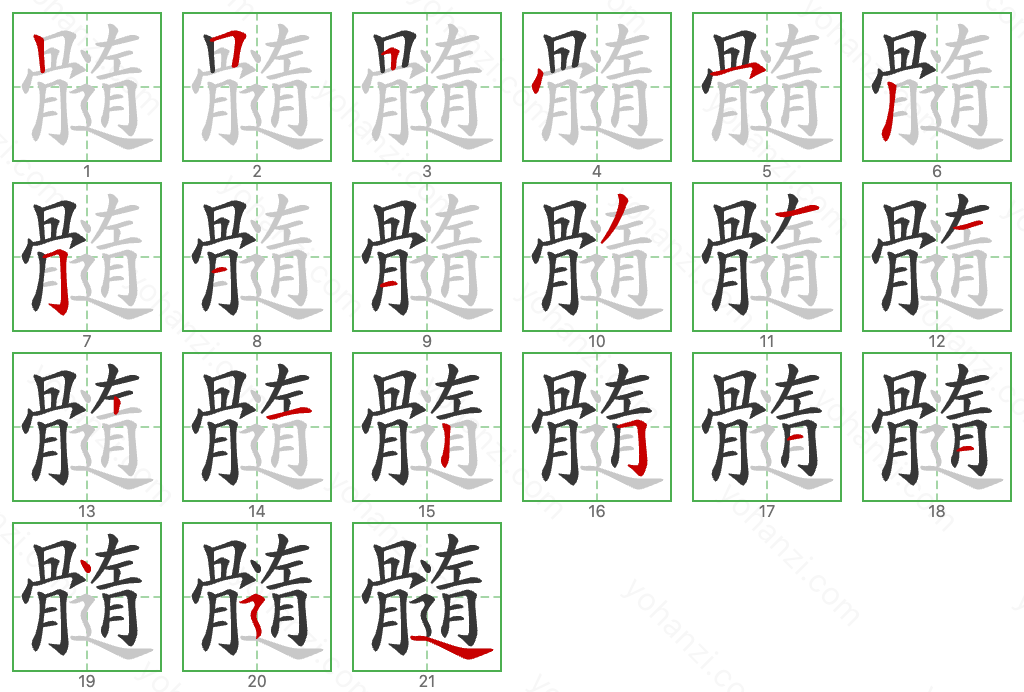 髓 Stroke Order Diagrams