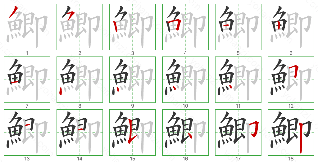 鯽 Stroke Order Diagrams