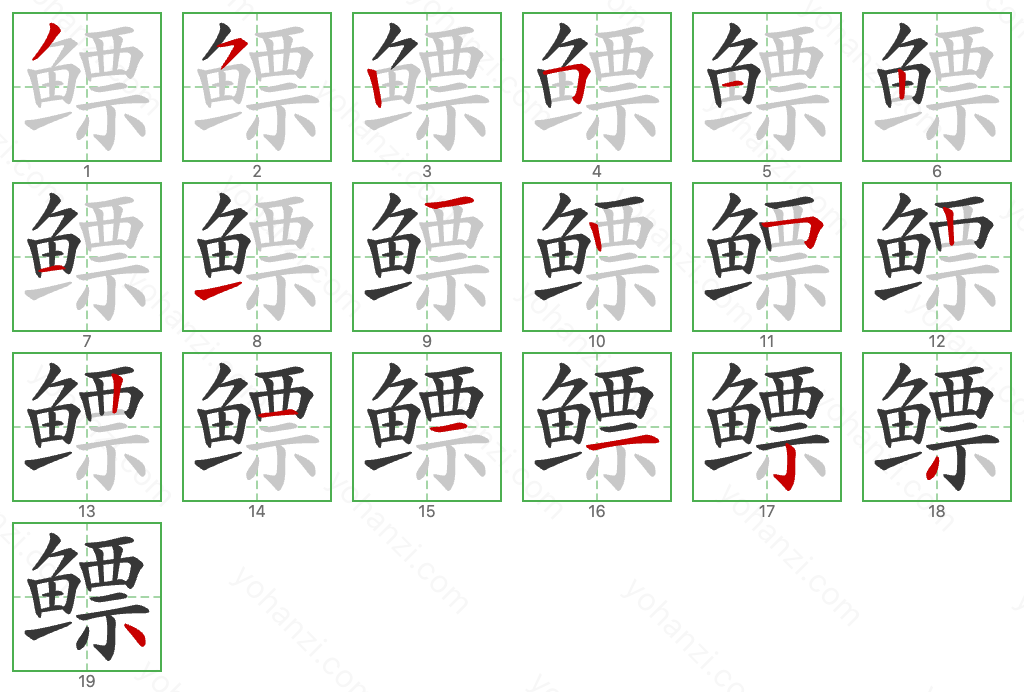 鳔 Stroke Order Diagrams