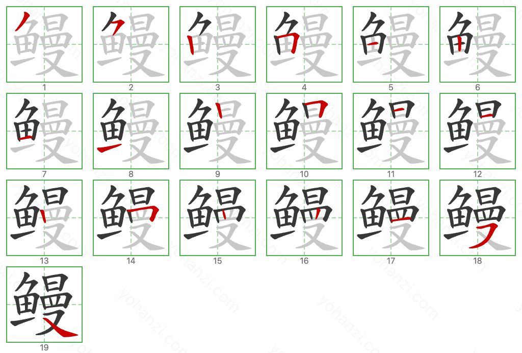 鳗 Stroke Order Diagrams