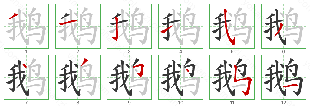 鹅 Stroke Order Diagrams