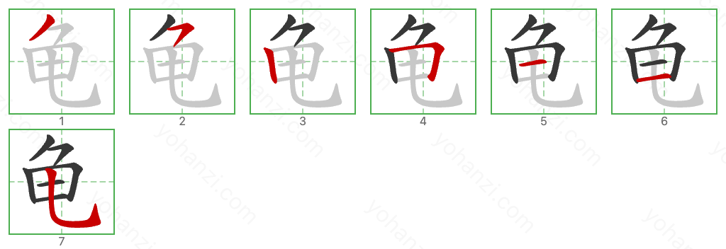 龟 Stroke Order Diagrams