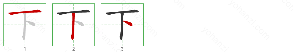 下 Stroke Order Diagrams