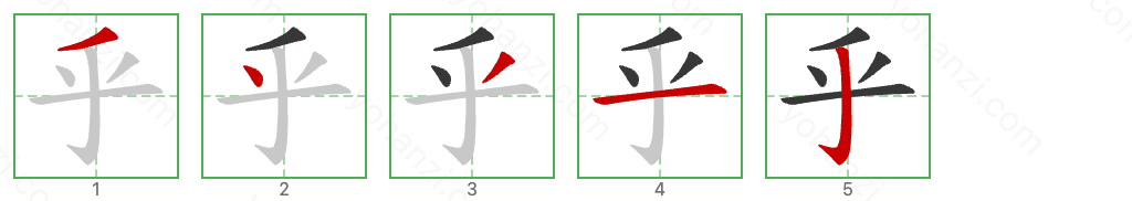 乎 Stroke Order Diagrams