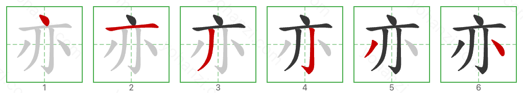 亦 Stroke Order Diagrams