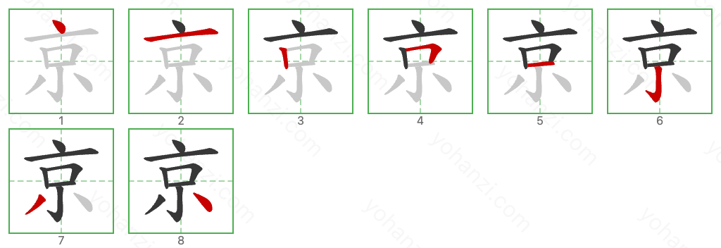 京 Stroke Order Diagrams