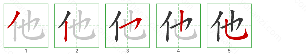 他 Stroke Order Diagrams