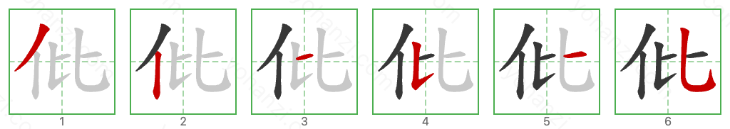 仳 Stroke Order Diagrams