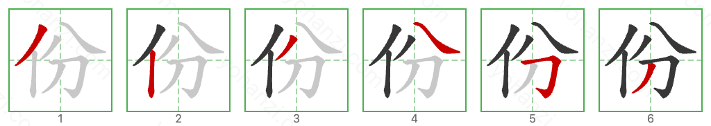 份 Stroke Order Diagrams