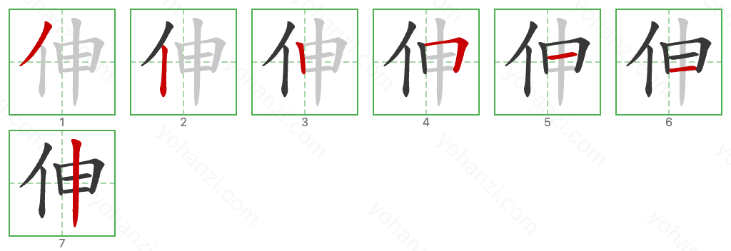 伸 Stroke Order Diagrams