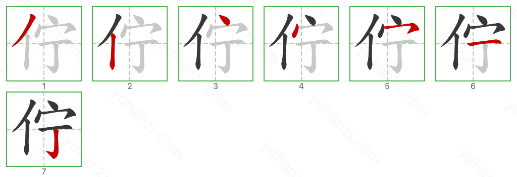 佇 Stroke Order Diagrams