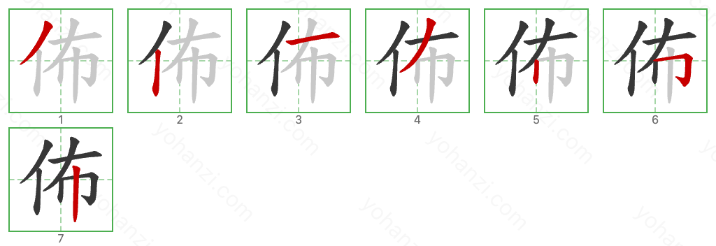 佈 Stroke Order Diagrams