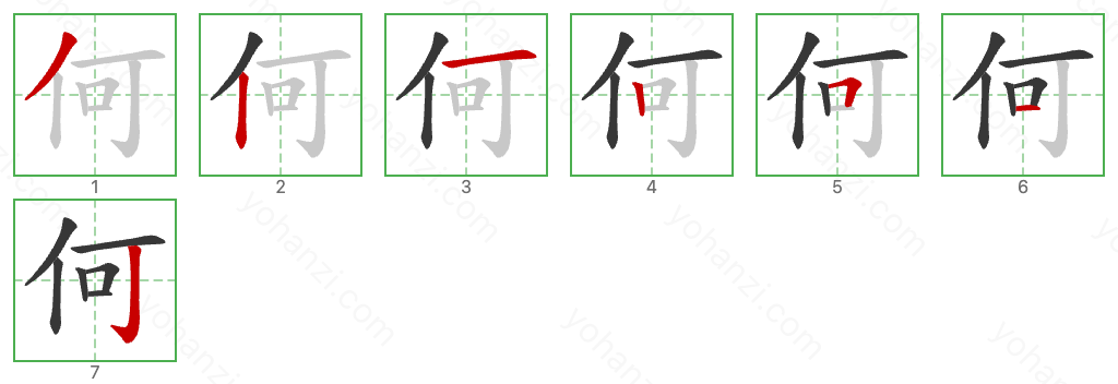 何 Stroke Order Diagrams