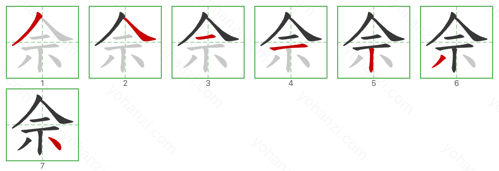 佘 Stroke Order Diagrams