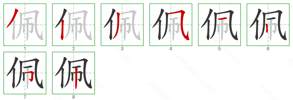 佩 Stroke Order Diagrams