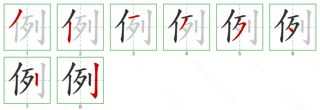 例 Stroke Order Diagrams