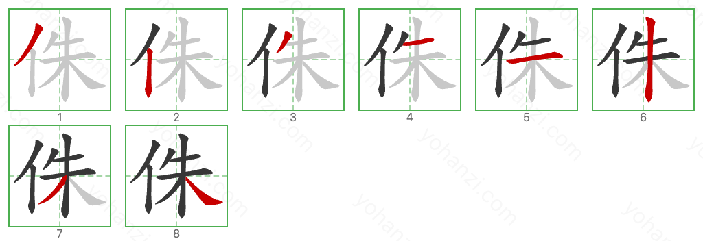 侏 Stroke Order Diagrams