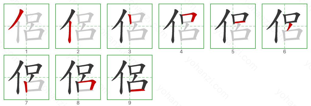 侶 Stroke Order Diagrams