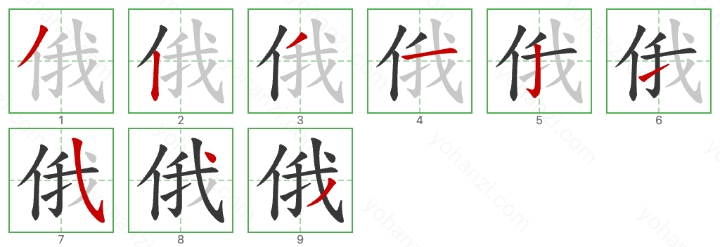 俄 Stroke Order Diagrams