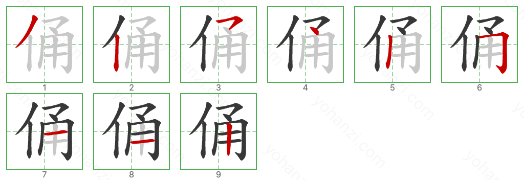 俑 Stroke Order Diagrams