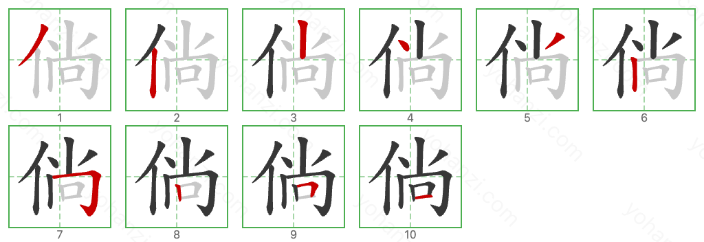 倘 Stroke Order Diagrams