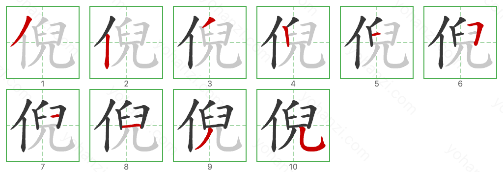 倪 Stroke Order Diagrams