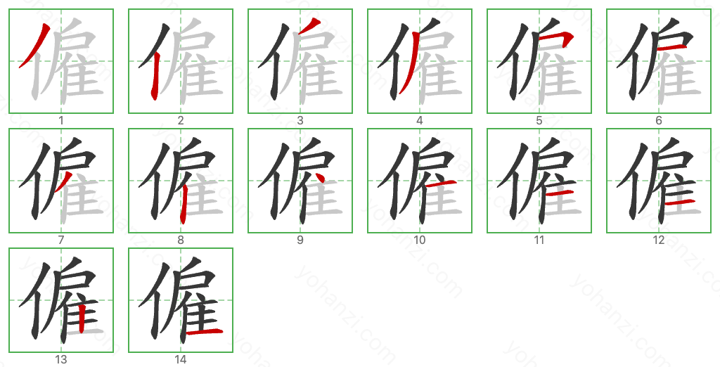 僱 Stroke Order Diagrams