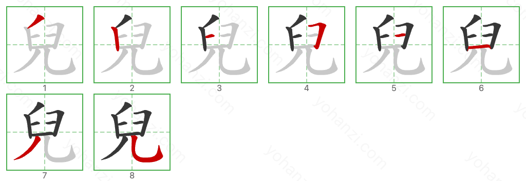 兒 Stroke Order Diagrams