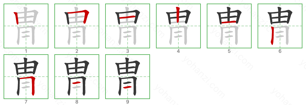 冑 Stroke Order Diagrams