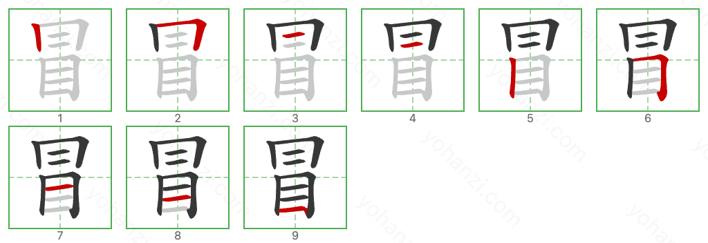 冒 Stroke Order Diagrams