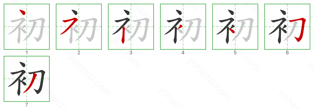 初 Stroke Order Diagrams