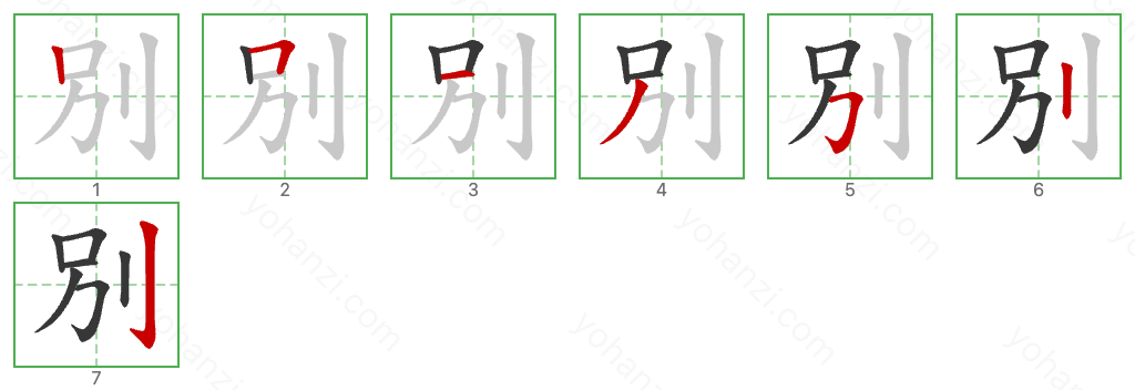 別 Stroke Order Diagrams