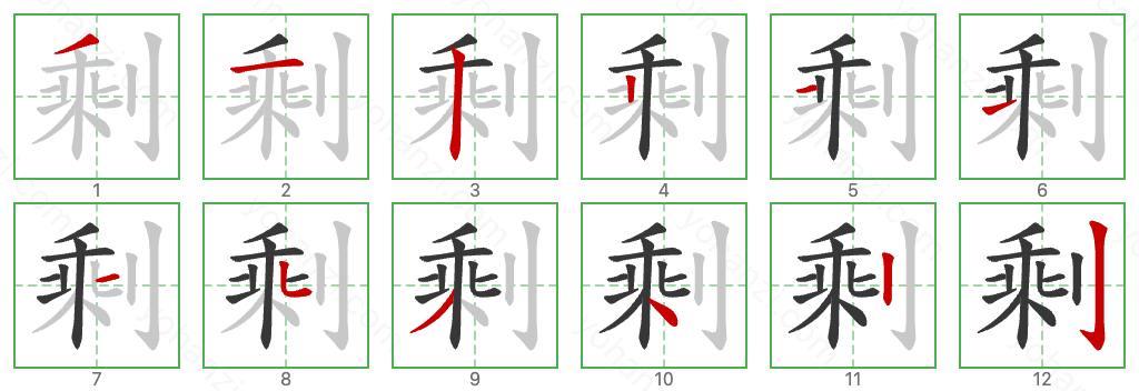 剩 Stroke Order Diagrams