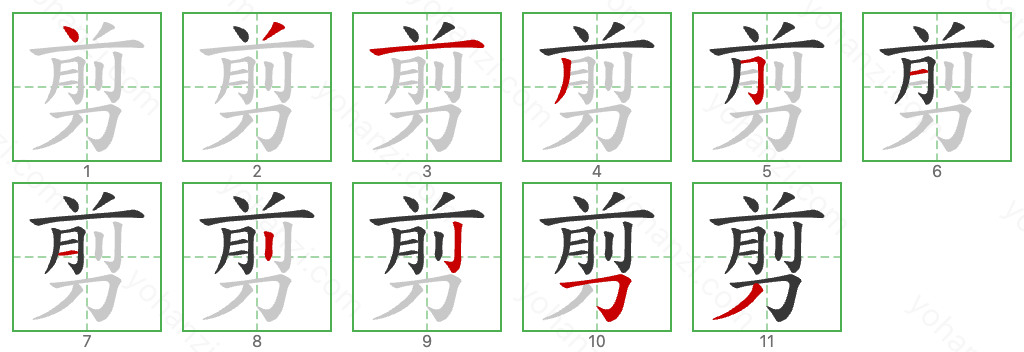 剪 Stroke Order Diagrams