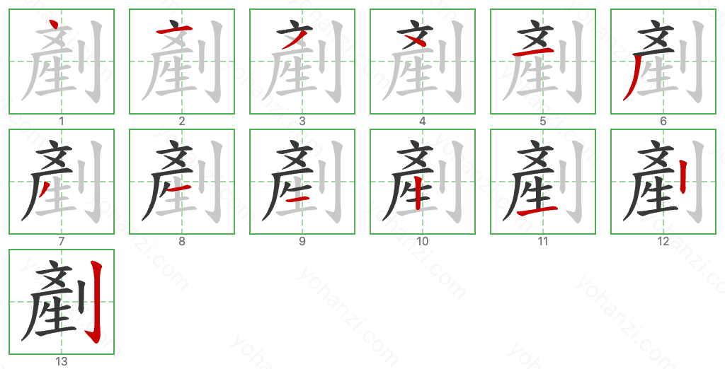 剷 Stroke Order Diagrams