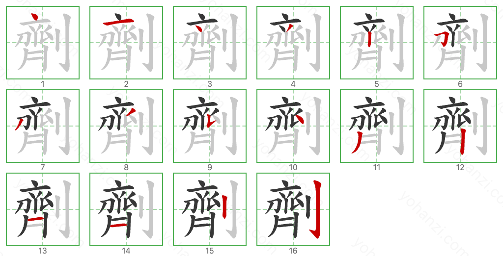 劑 Stroke Order Diagrams