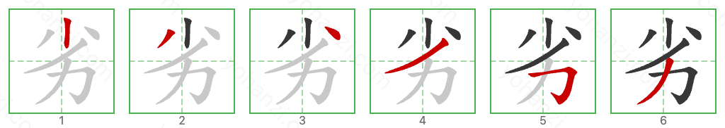 劣 Stroke Order Diagrams