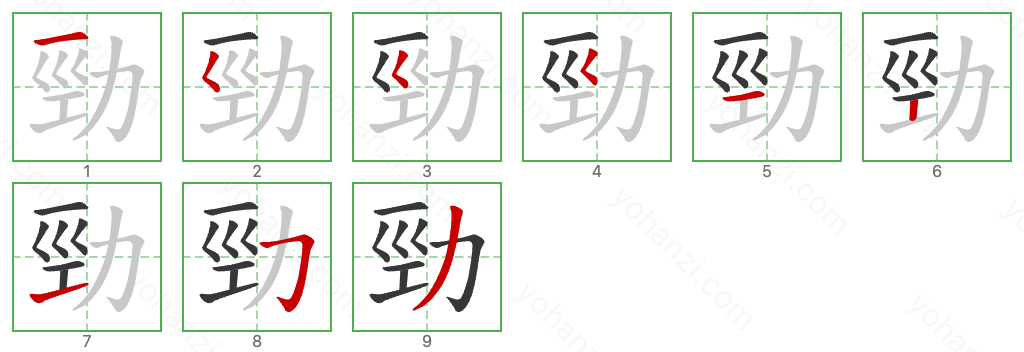 勁 Stroke Order Diagrams