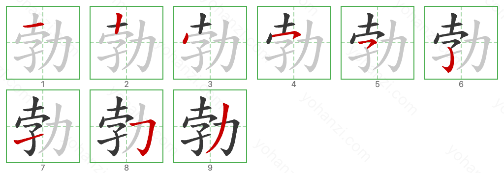 勃 Stroke Order Diagrams