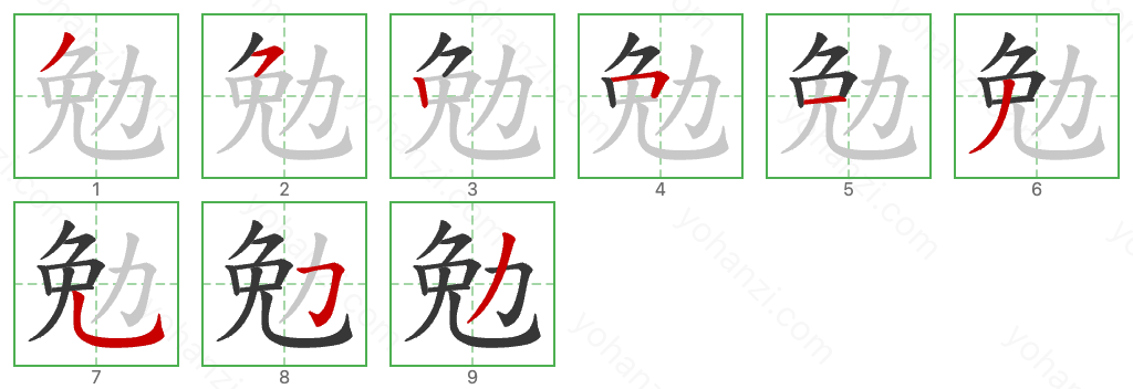 勉 Stroke Order Diagrams