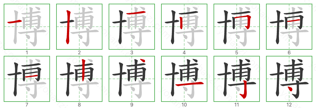 博 Stroke Order Diagrams