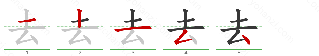 去 Stroke Order Diagrams