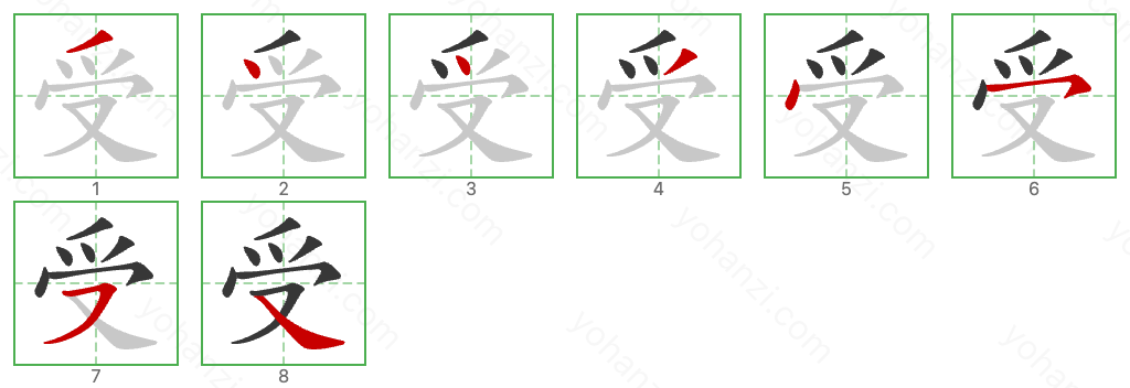 受 Stroke Order Diagrams