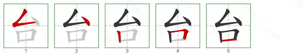 台 Stroke Order Diagrams