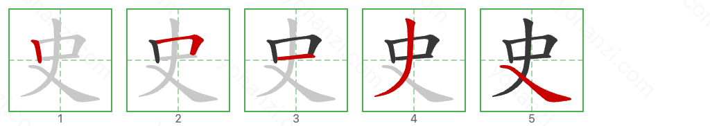 史 Stroke Order Diagrams